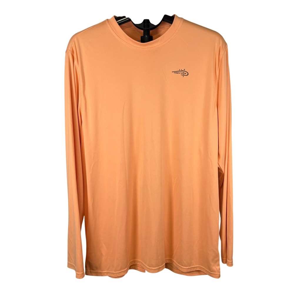 Reel Life Mens Apricot Wash Long‎ Sleeve Fishing Graphic Performance Shirt XXL